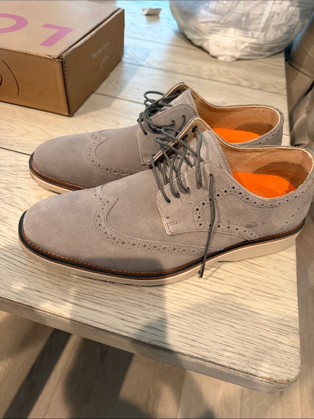 Men's Gray Suede Wingtip Derbys – Sleek Lace-Up Dress Shoes